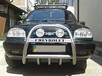 Защита на бампер Кенгурятник с надписью высокий крашенный молотковый на Chevrolet Niva 2002+