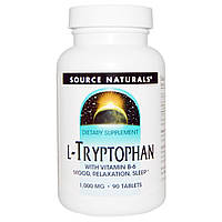 Триптофан, Souce Naturals, 1000 мг, 90 таблеток