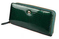 Модний лаковый женский кошелек на молнии зеленого цвета ST S7001A