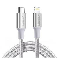 Кабель USB 2.0 Type-C M-Lightning M, 2 м, (20V/3A), (60W) Срібний, US304 UGREEN