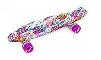 Пенниборд Penny Board FISH GRAFFITI с подсветкой колес (PFO011)