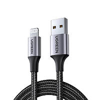 Кабель USB 2.0 AM-Lightning M, 2.0 м, 2.4A, Чорний, US199 UGREEN