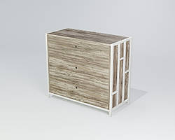 Комод на три ящики Ренн ДСП Кантрі лейбл метал Білий глянець (TeneroTM)