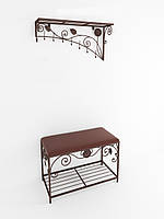 Комплект для передпокою Річмонд Пуф + Вішалка метал коричневий сидіння екошкіра (TeneroTM)