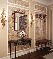 Комплект для передпокою Річмонд Пуф + Вішалка + Зеркало метал коричневий сидіння екошкіра (TeneroTM)