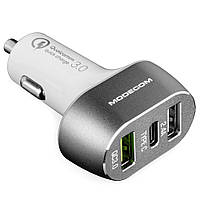 Автозарядка 3xUSB (USB-C, 2xUSB-A) PD/QC3.0 біла Modecom