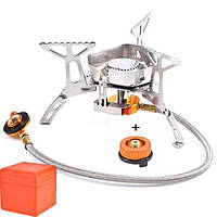 Газовий пальник туристичний з адаптером та вітрозахистом полум'я YZ-853