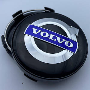 Ковпачок Volvo 60 мм 56 мм чорні із синім логотипом