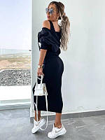 Довге жіноче плаття-майка + світшот літній костюм з сукнею та кофтою костюм з платтям графіт малина чорний 42-44 46-48 50-52