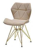 Стул Greg GD-ML велюр бежевый B-1005 на золотых ножках, дизайн Charles & Ray Eames