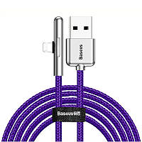 Кабель USB 3.1 AM-Lightning M, 2 м, 1.5A, 90° з кольоровою індикацією Пурпуровий, CAL7C Baseus