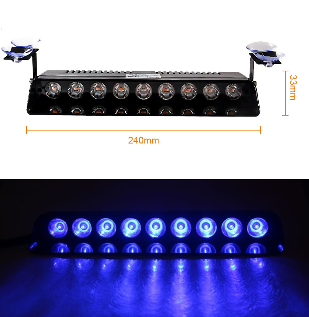 Стробоскоп для авто на лобове скло 9 LED Мигалки спец сигнали ДХО Синій