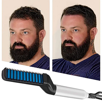 Випрямляч для бороди та волосся Beard Straightener / Чоловічий стайлер для волосся та бороди / Утюжок-гребінець