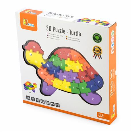 Дерев'яний пазл Viga Toys Черепаха за буквами та числами (55250)
