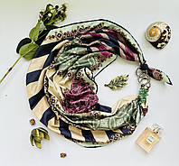 Дизайнерский шелковый "Малахитовый сад " большой женский платок, подарок женщине, Премиум ВИП коллекция