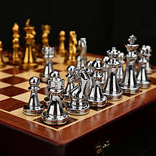 Шахи Royal Chess 30 х 30 см, з дерев'яною шаховою дошкою та металевими шахами, фото 4