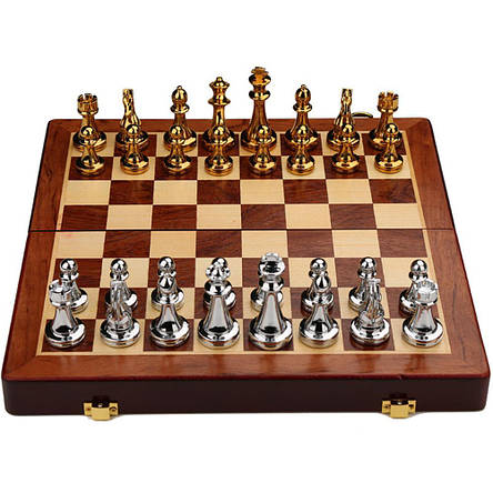 Шахи Royal Chess 30 х 30 см, з дерев'яною шаховою дошкою та металевими шахами, фото 1