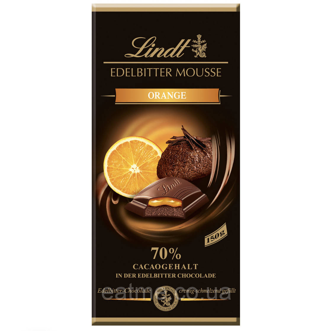 Lindt Темний шоколад 70% какао з шоколадним мусом і апельсиновою начинкою 150g