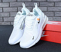 Мужские и женские кроссовки Nike Air Max 270 White (Белые с оранжевым) Обувь Найк Аир Макс 270 текстиль деми