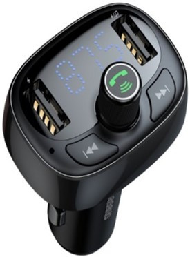 Автомобільний зарядний пристрій з FM-модулятором Baseus T-Typed MP3 Car Charger Black (CCTM-01)