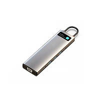 Концентратор хаб USB Type-C 11в1 VGA картридер зарядка 100Вт Baseus Metal Gleam CAHUB-CT0G cp