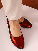 Женские молодёжные туфли балетки с напылением и стразиками в модном цвете 38-24.5 см