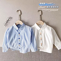 Детская белая рубашка от 1 до 5 лет (80-110 см) на пуговицах для мальчика