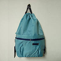 Рюкзак сумка-мішок на шнурках для змінного взуття з кишенями бірюзовий тканинний легкий Dolly 843