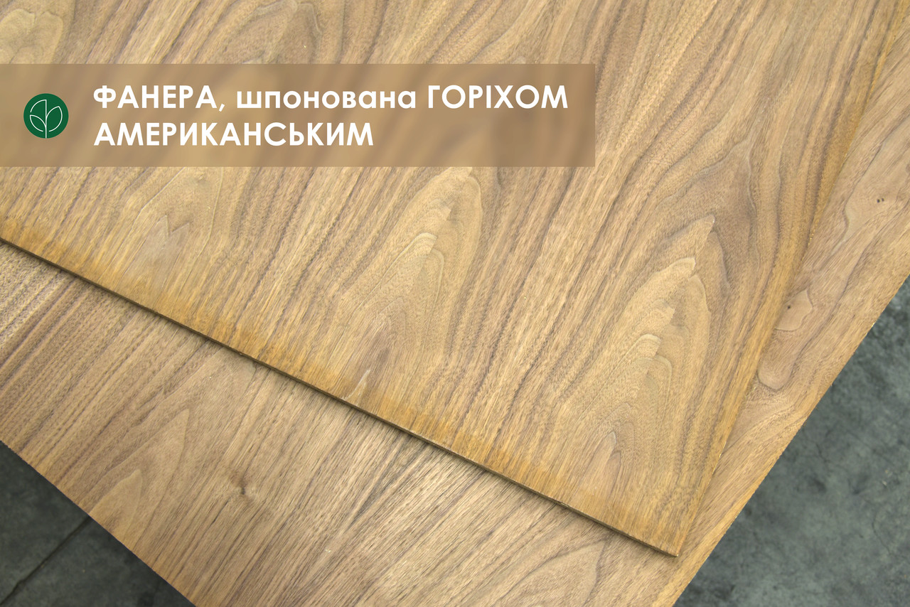 Фанера, покрита шпоном горіха американського, — 10 мм 2,5х1,25 м
