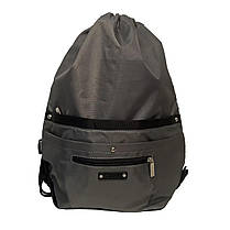 Рюкзак сумка-мішок на шнурках для змінного взуття з кишенями сірий у школу Dolly 844, фото 4