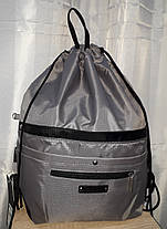 Рюкзак сумка-мішок на шнурках для змінного взуття з кишенями сірий у школу Dolly 844, фото 2