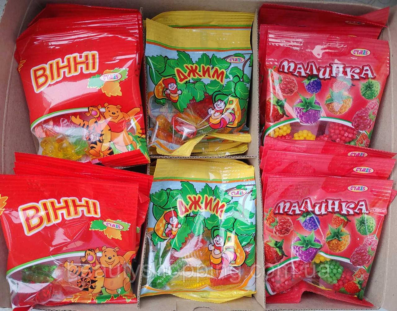 Cymes Мікс смаків ведмедики черв'ячки малинки жувальний мармелад 3в1 (216 пакетів) по 25г