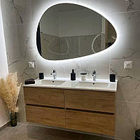 Зеркало формы "Капля" 100х60 см с фоновой Led подсветкой без рамы. Зеркала для ванной комнаты