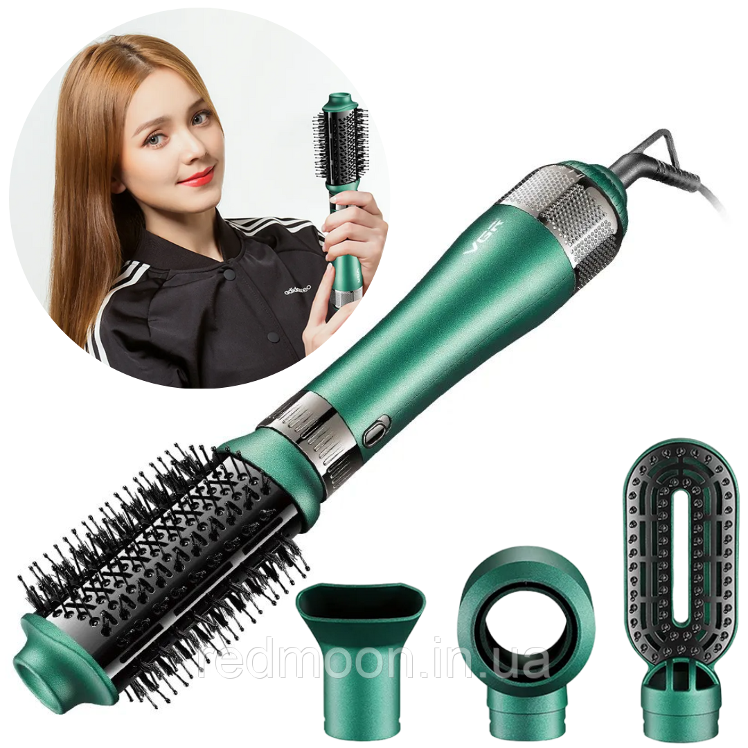 Фен-щітка для волосся 4в1, 1000Вт, VGR V-493 / Стайлер для волосся / Мультистайлер фен-браш з насадками, фото 1