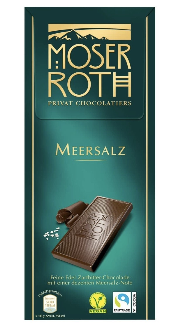 Шоколад Чорний з Морською Солю Мозер Рот Moser Roth Meersalz 125 г Німеччина, фото 1