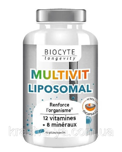 Дієтична добавка з 12 вітамінами та 8 мінералами Multivitamines Liposomal, 60 шт