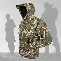 Водозахисна Тактична Куртка на Флісі (48-58р) Софтшел для військових Демісезон Піксель, фото 2