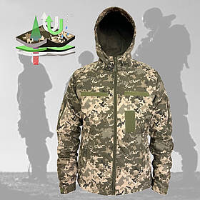 Водозахисна Тактична Куртка на Флісі (48-58р) Софтшел для військових Демісезон Піксель