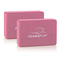 Блок для йоги 2 шт (пара) PowerPlay 4006 Yoga Brick EVA Розовые