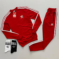 Мужской спортивный костюм Adidas весенний осенний свитшот + штаны красный топ качество