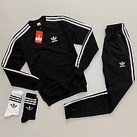 Мужской спортивный костюм Adidas весенний осенний свитшот + штаны черный
