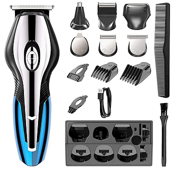 Машинка для стрижки волосся 11в1, акумуляторна, з USB-зарядкою, Geemy GM-562 / Бездротова бритва-триммер