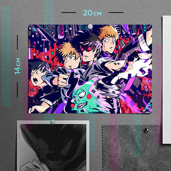 "Моб Психо 100 / Mob Psycho 100" плакат (постер) розміром А5 (20х14см)