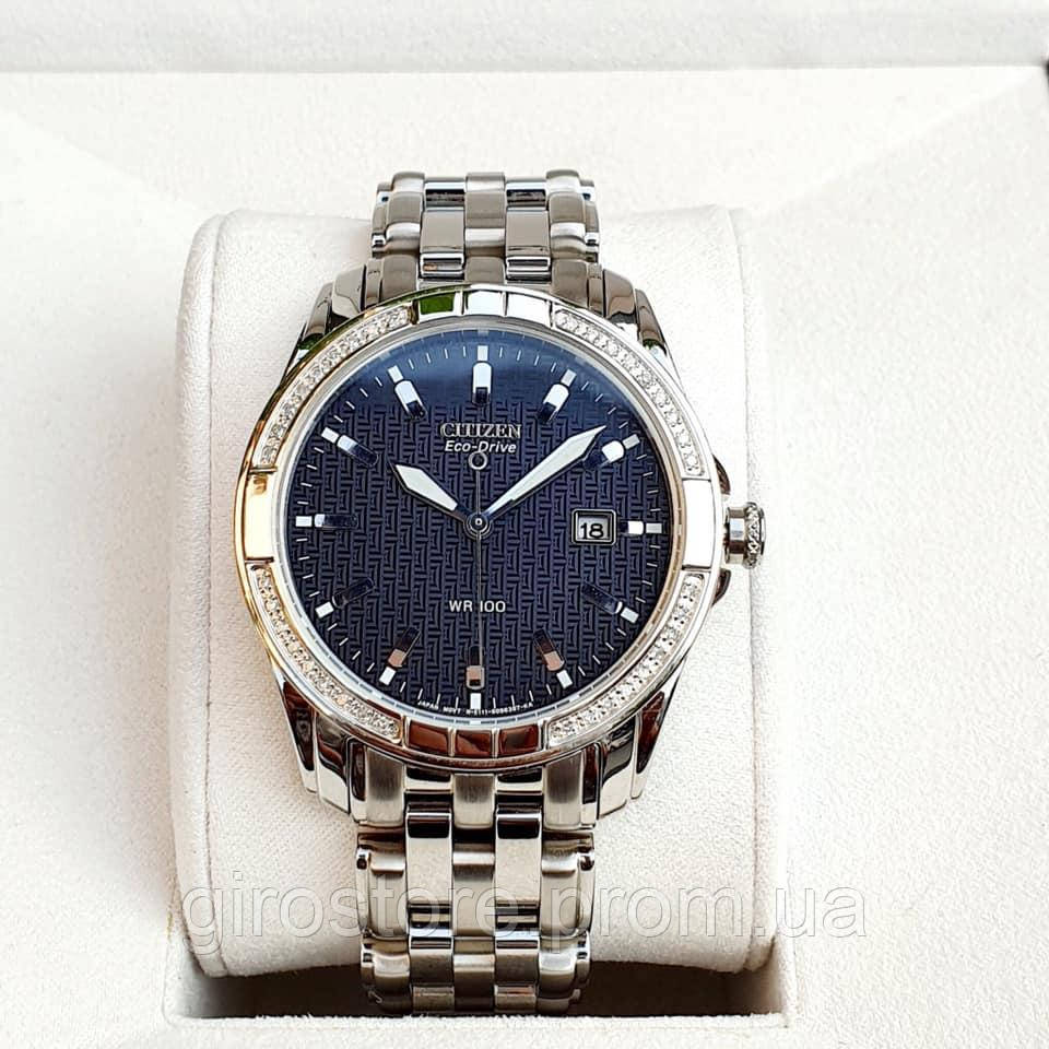 Японський годинник Citizen Eco-Drive BM6810-59L, з чорним діамантовим циферблатом, сонячна батарея