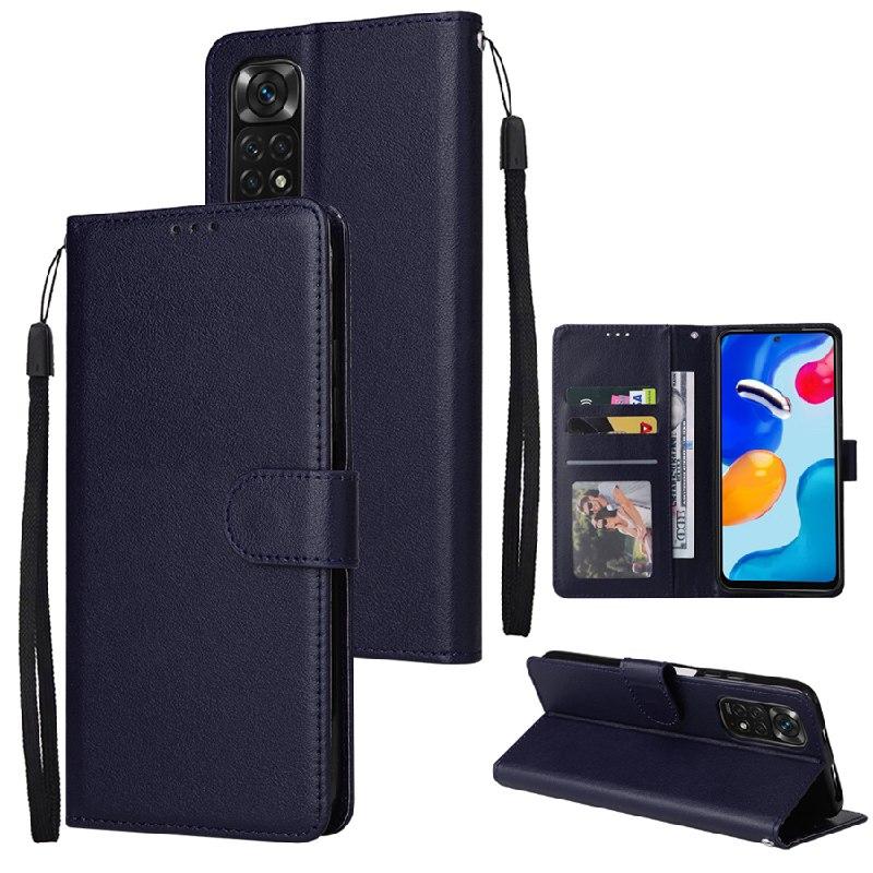 Чохол книжка для Xiaomi Redmi Note 11 Pro синій гаманець шнурок на руку