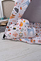 Палатка вігвам дитяча "Звірі" повний комплект 110х110х180см сіро-помаранчева, фото 5