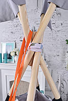 Палатка вігвам дитяча "Звірі" повний комплект 110х110х180см сіро-помаранчева, фото 9