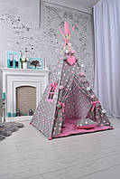 Вігвам Для Дівчинки, Рожевий, Індивідуальний Набір, Повний Комплект, підвіска сердечко в подарунок, фото 2