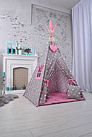 Вігвам Для Дівчинки, Рожевий, Індивідуальний Набір, Повний Комплект, підвіска сердечко в подарунок, фото 3