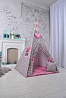 Вігвам Для Дівчинки, Рожевий, Індивідуальний Набір, Повний Комплект, підвіска сердечко в подарунок, фото 4